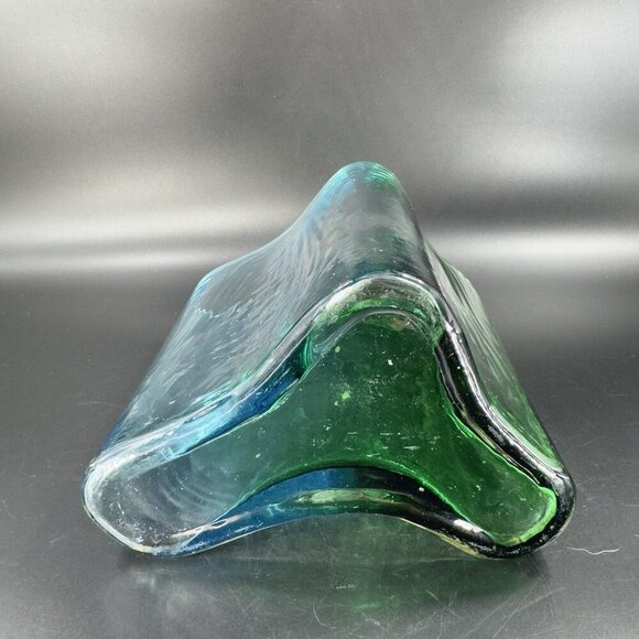 Southern Living Green Clear and Blue Art Glass Vase Abstract Shape Glass Vase - Picture 10 of 16